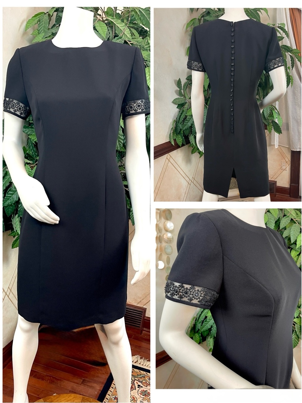 DONNA MORGAN BLACK BACK BUTTON DRESS